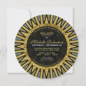 Zwart Goud Diamond Art Deco Glam Vrijgezellenfeest Kaart (Achterkant)