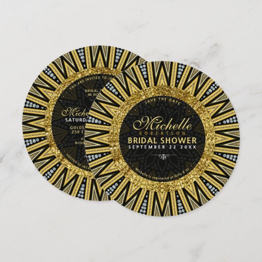 Zwart Goud Diamond Art Deco Glam Vrijgezellenfeest Kaart (Voorkant / Achterkant)