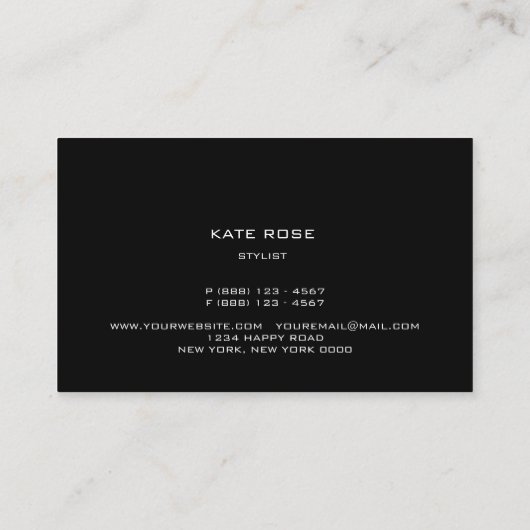 Zwart Goud Diamond Mode Stylist Crystals VIP Visitekaartje (Achterkant)