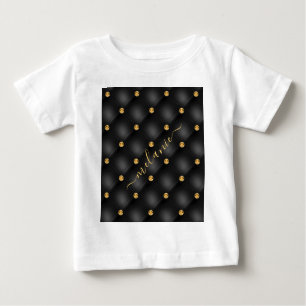 Zwart Goud Diamond Tufted Custom Name Baby T-shirt