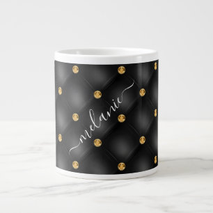 Zwart Goud Diamond Tufted Custom Name Mok