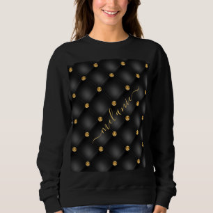 Zwart Goud Diamond Tufted Custom Name Sweatshirt