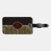 Zwart & Goud Dierenprint Zebra Patroon 2 Monogram Bagagelabel (Achterkant horizontaal)