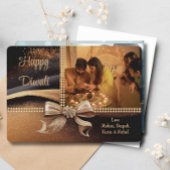 Zwart Goud Diwali Foto Groet Feestdagenkaart