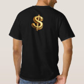 Zwart & Goud Dollar Teken Bling T-shirt (Achterkant)