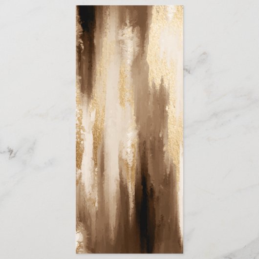 Zwart & Goud Donker Abstract Waterverf Bruiloft Menu (Achterkant)