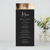 Zwart & Goud Donker Abstract Waterverf Bruiloft Menu (Staand voorkant)