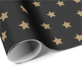 Zwart Goud Doodle Star Patroon Kerstmis Cadeaupapier (Rol Hoek)