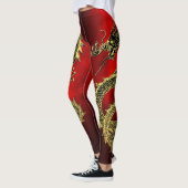 Zwart Goud Draken Rood Gradiënt Leggings (Links)