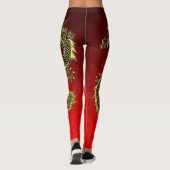 Zwart Goud Draken Rood Gradiënt Leggings (Achterkant)