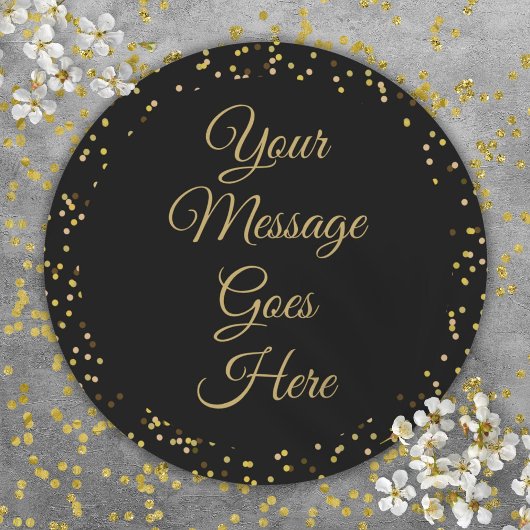 Zwart Goud Dust Elegant Script Ronde Sticker