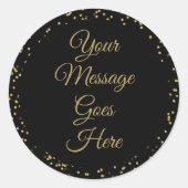 Zwart Goud Dust Elegant Script Ronde Sticker (Voorkant)