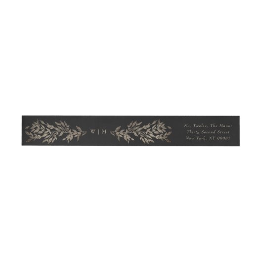 Zwart Goud Ebony Botanische Monogram Bruiloft Uitn (Individueel)