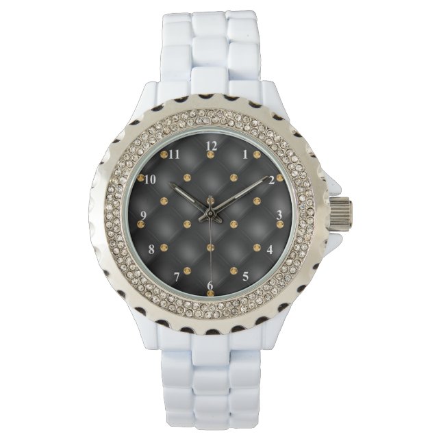 Zwart Goud Edelsteen Horloge (Voorkant)