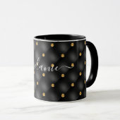 Zwart Goud Edelsteen Koffie Mok met Custom Name (Voorkant rechts)