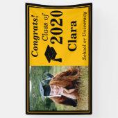 Zwart Goud Een Fotoklasse van 2024 Afstuderen Spandoek (Verticaal)