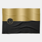 Zwart & Goud Eenvoudig Geometrisch Ontwerp 2 Theedoek (Horizontaal)