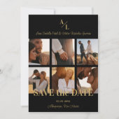 Zwart & Goud Eenvoudig Klassiek 6 Multi Foto's Col Save The Date (Voorkant)
