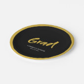 Zwart & Goud Eenvoudig Modern Brush Script Afstude Papieren Bordje (Gekanteld)