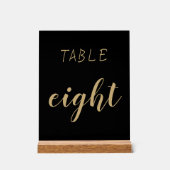Zwart Goud Eenvoudig Modern Schattige Tafelnummer Acryl Bord (Voorkant)