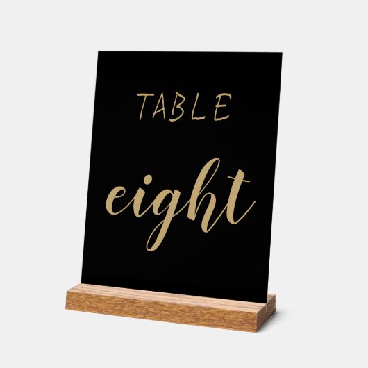 Zwart Goud Eenvoudig Modern Schattige Tafelnummer Acryl Bord (Hoek)