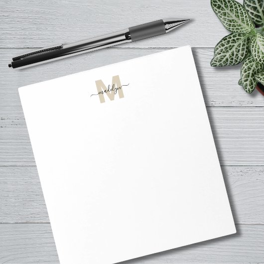 Zwart Goud Eenvoudige Naam Monogram Notitieblok