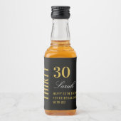 Zwart & Goud Elegant 30e Verjaardag Dank u Likeurfles Etiket (Voorkant)