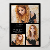 Zwart Goud Elegant Afstuderen Script Afstuderen Folie Uitnodiging (Achterkant)