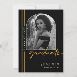 Zwart Goud Elegant Arch Overlay Foto Afstuderen Aankondiging