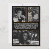 Zwart Goud Elegant Arch Overlay Foto Afstuderen Aankondiging (Achterkant)