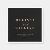 Zwart Goud Elegant Bruid & bruidegom Bruiloft Servet (Voorkant)