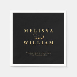 Zwart Goud Elegant Bruid & bruidegom Bruiloft Servet