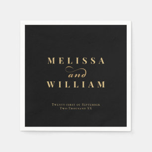 Zwart Goud Elegant Bruid & bruidegom Bruiloft Servet