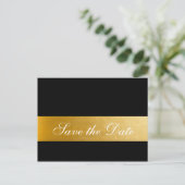 Zwart Goud Elegant Bruiloft Save the Date Briefkaa Aankondigingskaart (Staand voorkant)