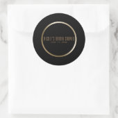 Zwart & Goud Elegant Classy Glam bruiloft gunst Ronde Sticker (Tas)