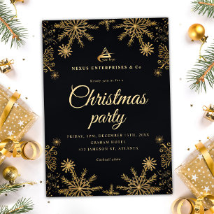 Zwart Goud Elegant Corporate Christmas Party Kaart