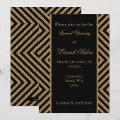 Zwart goud Elegant Corporate Party Invitation Kaart (Voorkant / Achterkant)