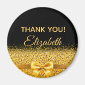 Zwart goud elegant Dank je verjaardag naam Magneet (Voorkant)