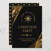 Zwart Goud Elegant Feestelijk Kerstfeest Kaart (Voorkant / Achterkant)