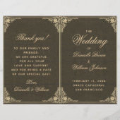 Zwart Goud  Elegant Gevouwen Huwelijksprogramma (Voorkant)