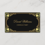 Zwart Goud Elegant  Kalligrafie QR Code Visitekaartje (Voorkant)