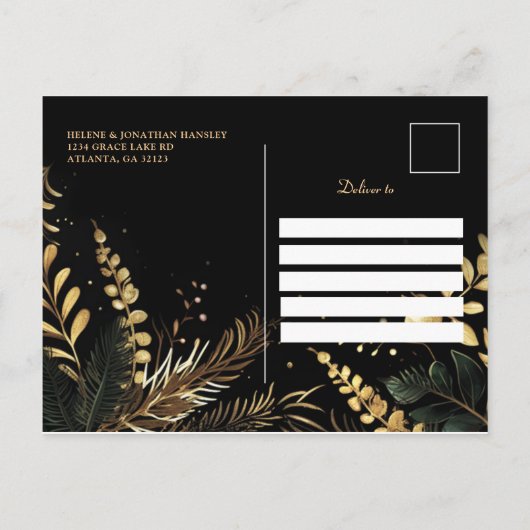 Zwart Goud Elegant Kerstfeest Vakantie Uitnodiging Briefkaart (Achterkant)