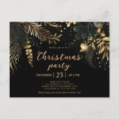 Zwart Goud Elegant Kerstfeest Vakantie Uitnodiging Briefkaart (Voorkant)