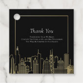 Zwart Goud Elegant Las Vegas Bestemming Bruiloft Bedankjes Labels (Voorkant)