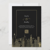 Zwart Goud Elegant Las Vegas Bestemming Bruiloft Kaart (Achterkant)