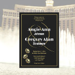 Zwart Goud Elegant Las Vegas Bestemming Bruiloft Kaart<br><div class="desc">Deze elegante uitnodiging is perfect voor uw Las Vegas bruiloft,  gelofte vernieuwing of jubileum.</div>