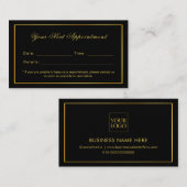 Zwart & Goud Elegant Minimalistisch Eenmalig gebru Afsprakenkaartje (Voorkant / Achterkant)