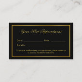 Zwart & Goud Elegant Minimalistisch Eenmalig gebru Afsprakenkaartje (Voorkant)