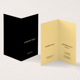Zwart & Goud Elegant Modern Eenvoudig Opgevouwen V Visitekaartje