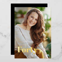 Zwart Goud Elegant Modern Minimalistisch 40e Verja Folie Uitnodiging
